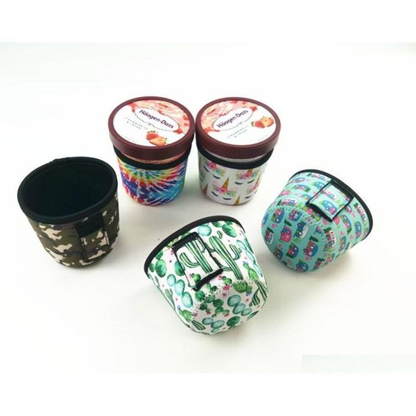 

2020 neoprene ice cream cover case leopard, sunflower,cactus print can cooler covers ice cream holder pouch tools hr0if