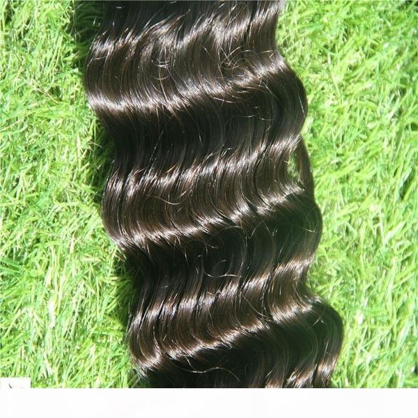 

pure color 10-30 inchs natural color deep wave brazilian hair weaves virgin hair 100% human hair weave, Black