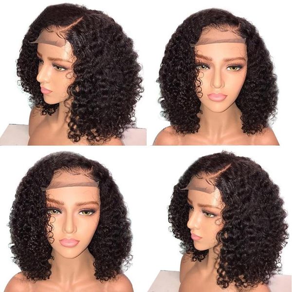 

new products popular european and american wigs women's front lace chemical fiber short curly hair sets manufacturers spot, Black;brown