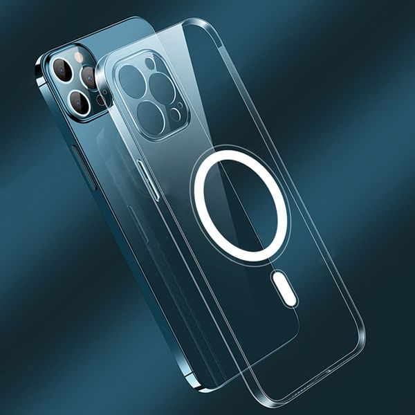 

for cover magnetic coil 12 tpu transparent clear crystal phone case 12 mini grma circle pro silicone max original vimdo