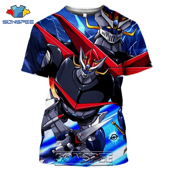 

japanese mazinger z classic anime robot homme 3d print shirts hentai oversized horror men clothing