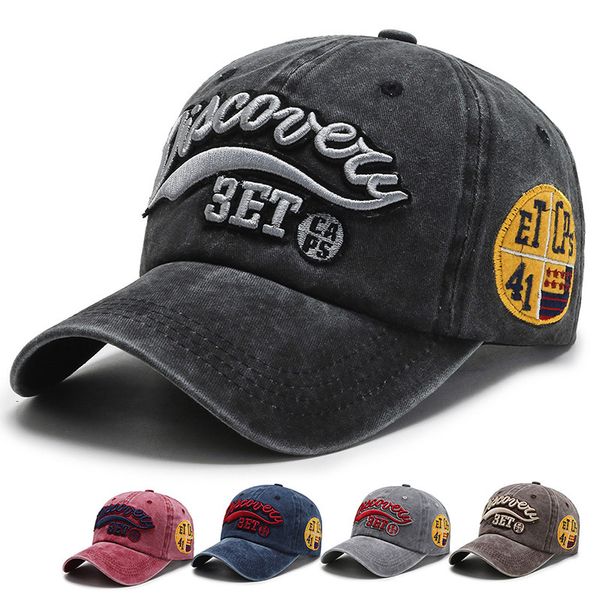 

new washed cotton baseball cap for men embroidery letter casquette streetwear snapback women retro casual cap european and american popular, Blue;gray