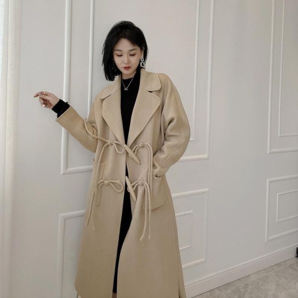 

women's wool & blends double faced cashmere overcoat for women in 2021, Black