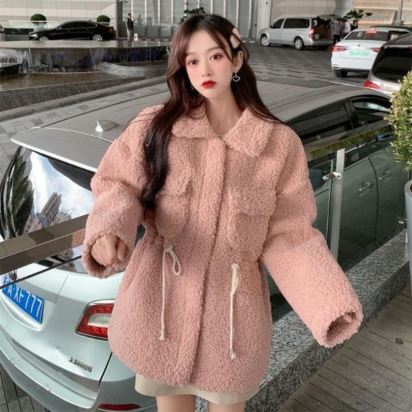 

will ~ firm offers new joker lambs wool fur coat one draw string1, Black