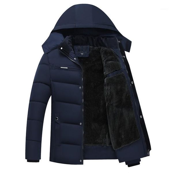 

nice men thick warm winter fleece jacket coat cotton padded man casual outwear down parkas windbreaks hat detachable 5xl1, Black