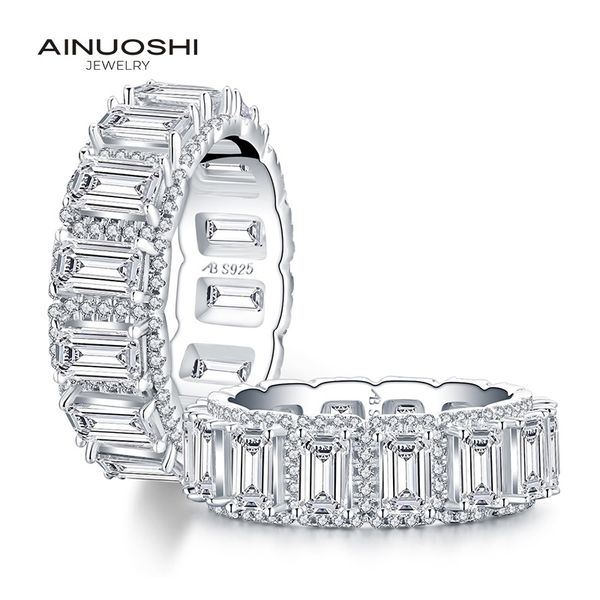 

ainuoshi 925 sterling silver halo band rings women engagement simulated diamond wedding bridal full eternity rings jewelry gifts y200106, Slivery;golden
