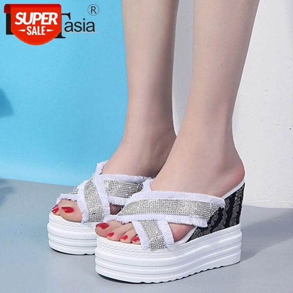 

doratasia leisure lady summer outdoor slippers wedges fashion sandals women open toe slip on platform fringe shoes woman #l81g, Black