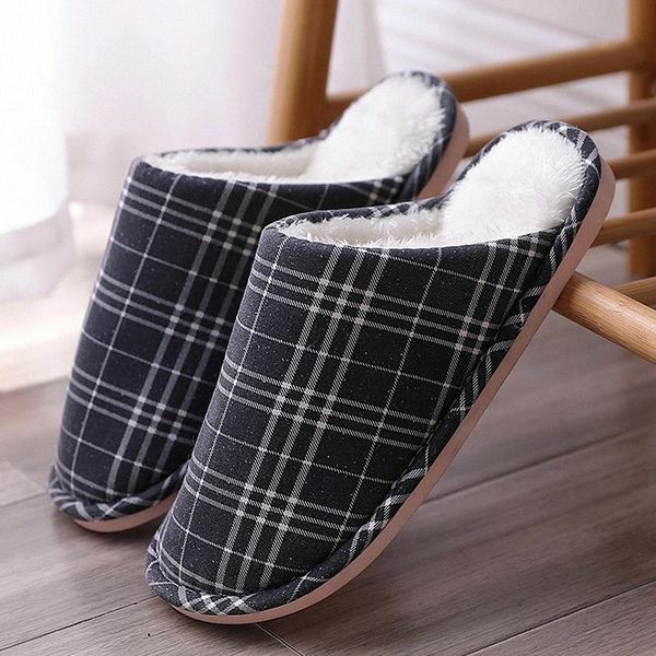 

2020 keep warm winter woman slippers gingham velvet plush slippers suede soft indoor non-slip female shoes #9x0o, Black