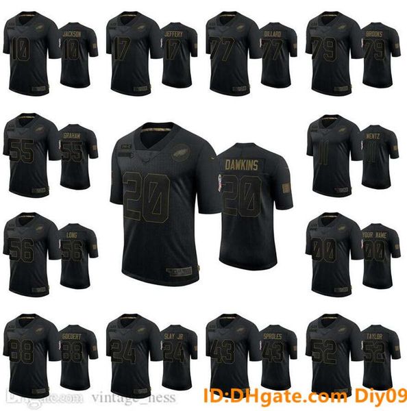 

мужские женщины молодежь филадельфия орлы джерси wentz джексон джеффри джеффри джеффер уиллард брукс грэм слай слай jr salute для обслуживан, Black;red