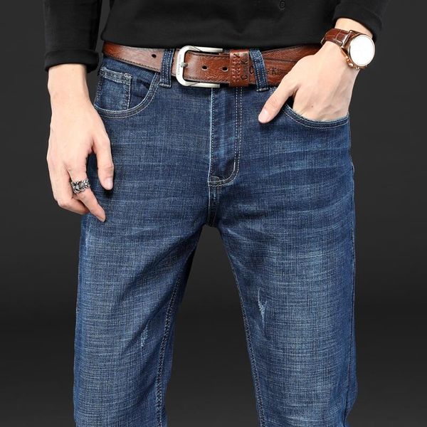 

men's jeans 2021 blue plus size 38 men classic casual spring autumn summer stretch straight long trousers,1973