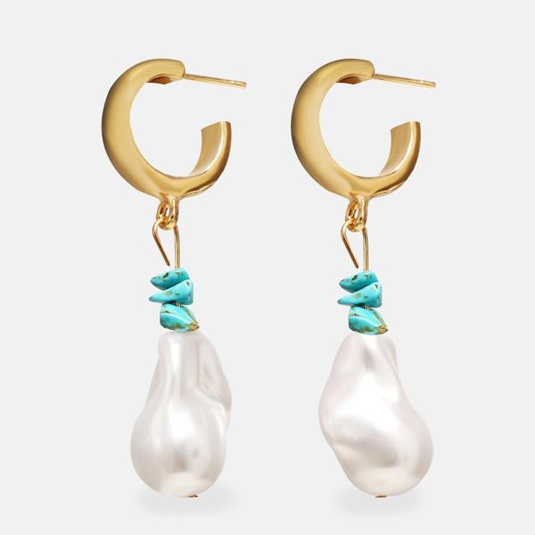 

irregular stone earrings golden plated drop earrings women fashion pearl dangle party long vintage jewelry, Silver