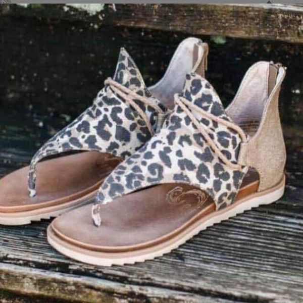 

sandals ankle strap summer style gladiator flip flops toe roman zipper leopard flats casual soft flat shoes woman plus size 35-41, Black