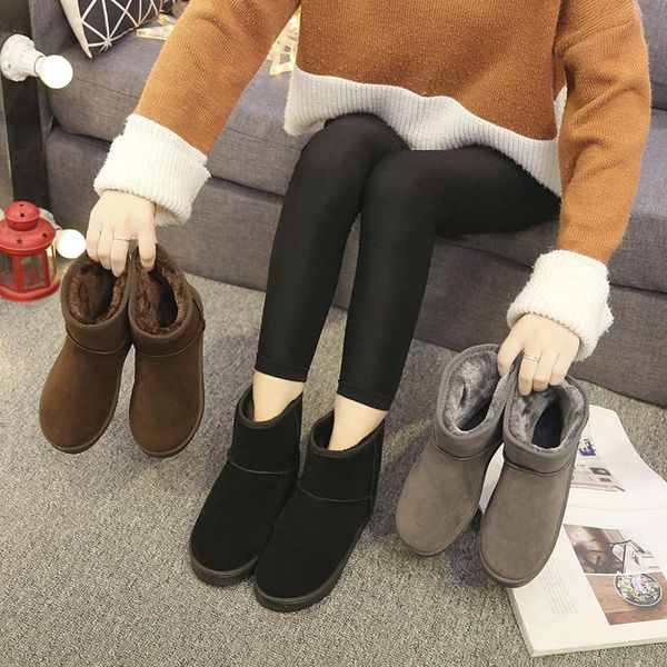 

winter warm non-slip short tube snow boots women's boots plus velvet flat ankle women comfortable sleeve cotton, Black