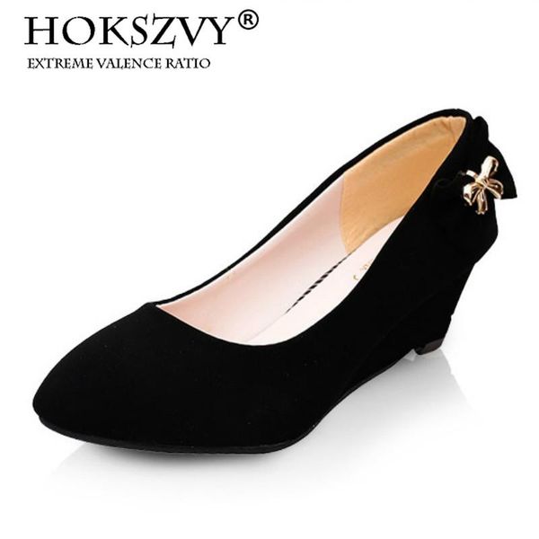 

spring new fashion professional women's singles shoes bow large size mother shoes wedge women's lss, Black