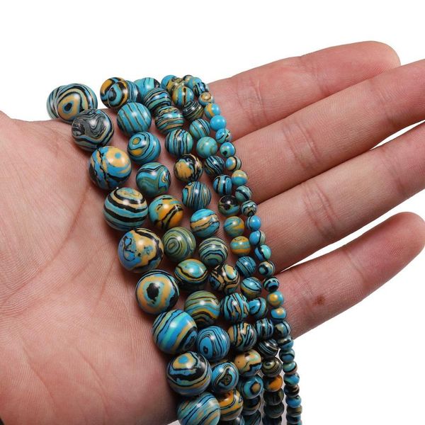 

1strand lot 4 6 8 10 12 mm striped blue malachite stone beads round loose spacer bead for jewelry making diy necklaces h bbyrhy