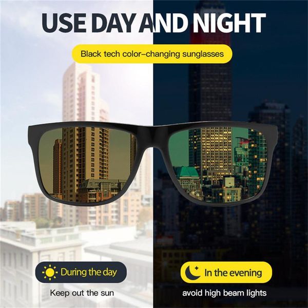 

sunglasseslife square rivet pochromic sunglasses men polarized women sports sun glasses day night vision driving gafas de sol hombre, White;black