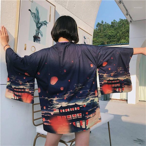 

neploe harajuku kimonos japanese sun protection blouse printing causal kimono cardigan woman summer fashion outwear 360111, White