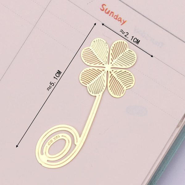 

1pc four-leaf clover reading metal clip bookmark gift book mark for jllmtl