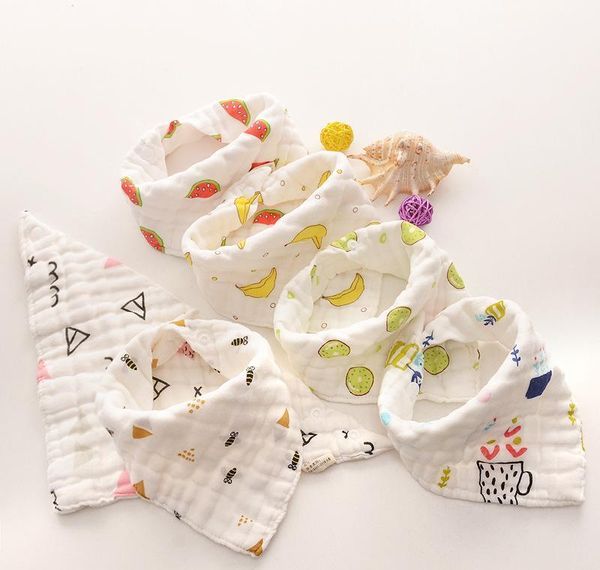 

baby bibs мультфильмы ins bibs ткань foral напечатанный хлопок 8 слоев нагрудники бандана младенческая слива ткань треугольник полотенце jll