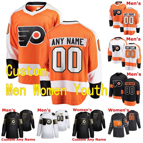 

2020 2021 philadelphia flyers hockey jersey 71 tyson foerster 51 derrick pouliot 56 erik gustafsson custom orange white black stitched, Black;red
