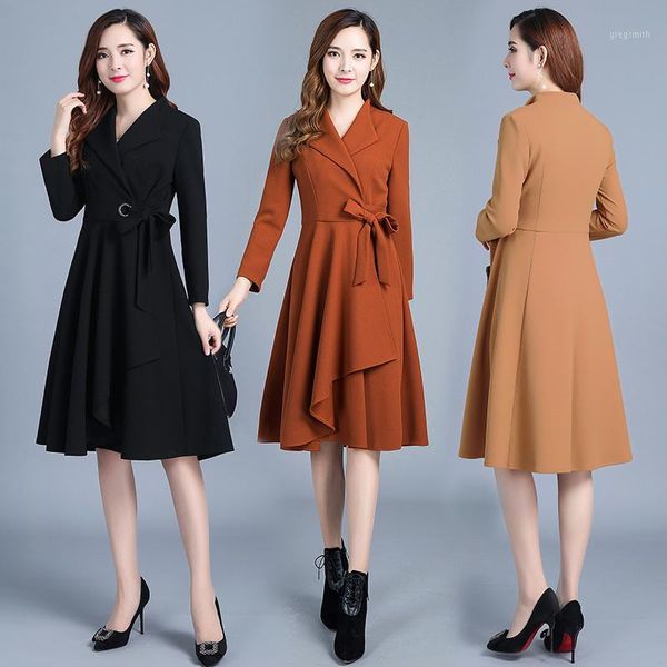 

women's windbreaker vogue office lady trench coat for women korean long coat spring 2020 women clothes outerwear zt19721, Tan;black