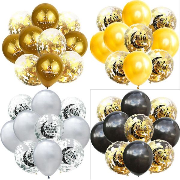 

10шт ид мубарак украшение шаров золота черный ид мубарак баллоны мусульманского рамадан исламские для домашнего декора шары поставка 8хпа sq