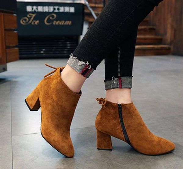 

женщины boots boots colulsy mid каблуки утин обувь женщина пинетки зимние британские ботинки chaussures femme zapatos mujer sapatok0094, Black