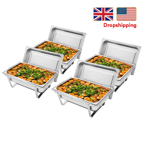 

сток в сша великобритания 9l 4 шт. чафское блюдо из нержавеющей стали chafer блюдо прямоугольный шведский стол