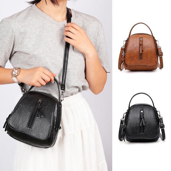 

cross body vintage soft leather shoulder bags for women large capacity female handbag double compartment crossbody lady small tote