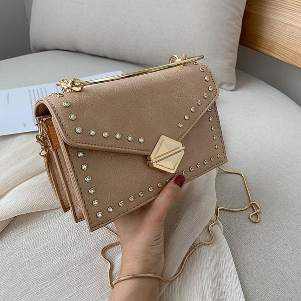 

diamond rivets 2020 new women shoulder messenger bag fashion chain small tote square brand designer crossbody bag female handbag