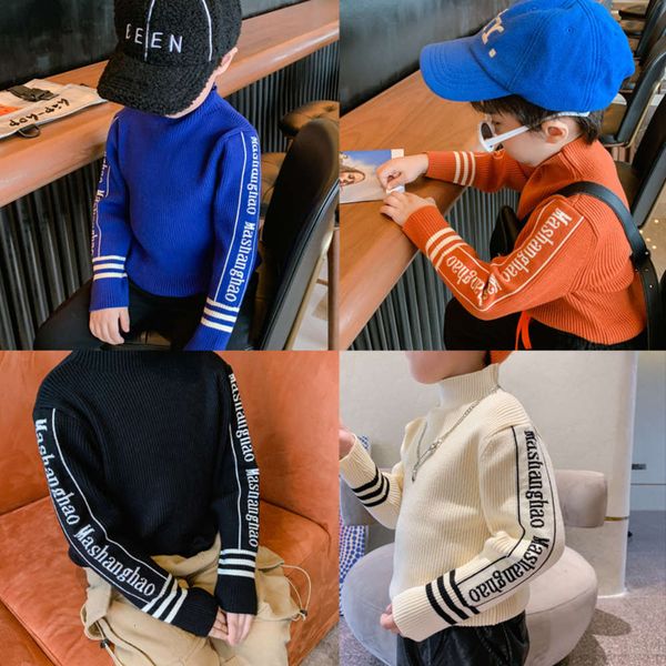 

wear boys' im middle neck pullover 2020 new autumn zhongda children's warm sweater, Blue