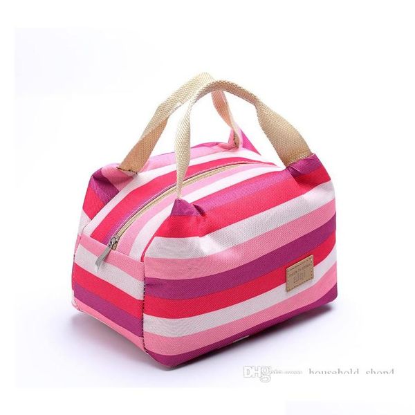 

insulated lunch bag thermal stripe tote bags cooler picnic food lunch box bag for women girls ladies kids children gvgcg
