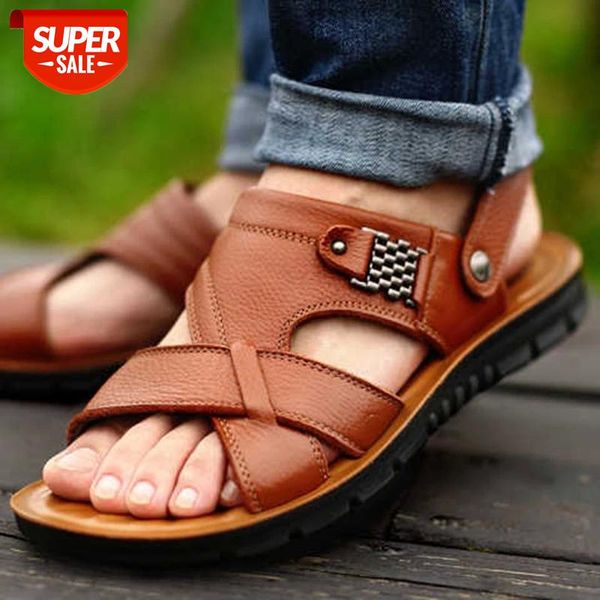 

big size 48 men genuine leather sandals summer classic men shoes slippers soft sandals roman comfortable walking footwear #dn76