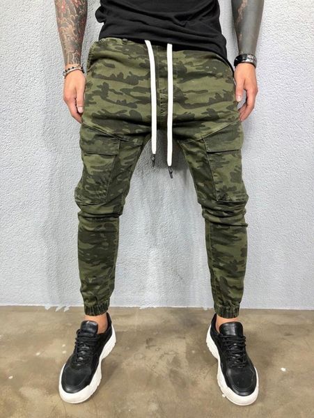 

romwe guys camo cargo jeans m9az#, Blue