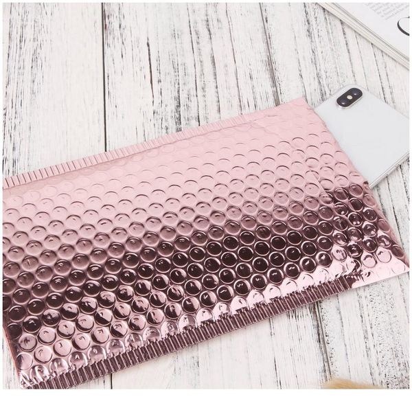 

multi-size rose gold aluminum foil shipping mailing bags waterproof express bubble bags for gift packaging wmttoq