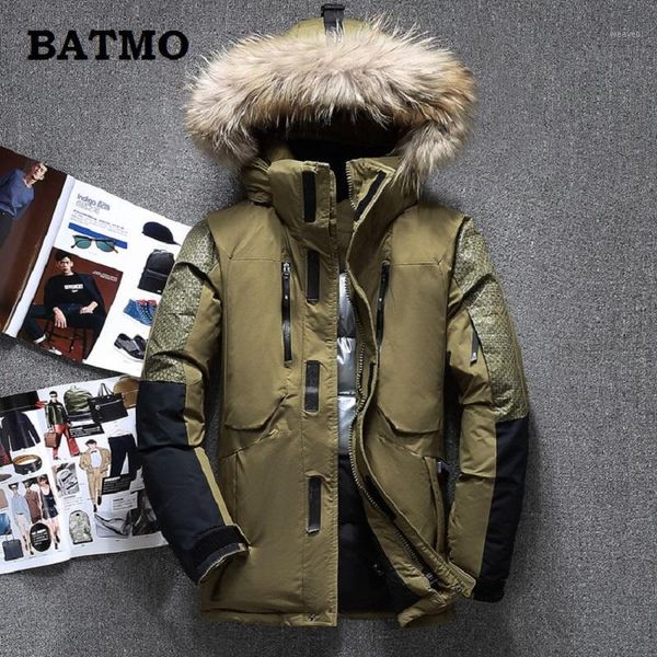 

2018 new arrival winter white duck down raccoon fur collar hooded jackets men,army green men's warm coat 17981, Black