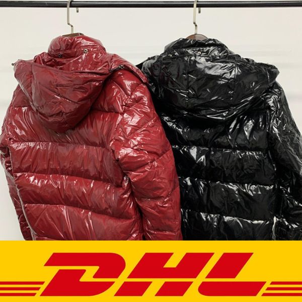 

puffer jackets doudoune men's winter jacket new bright face down jacket men and women couple thick short section bright hooded warm ext, Black