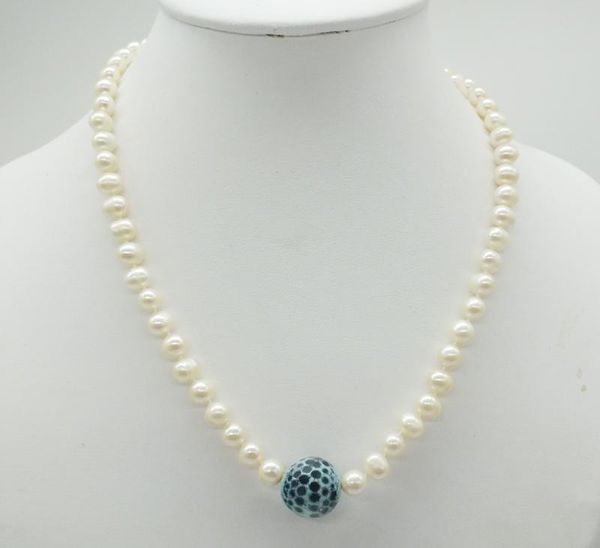 

chokers classic, , last 1pcs, natural freshwater baroque pearl necklace 17", Golden;silver