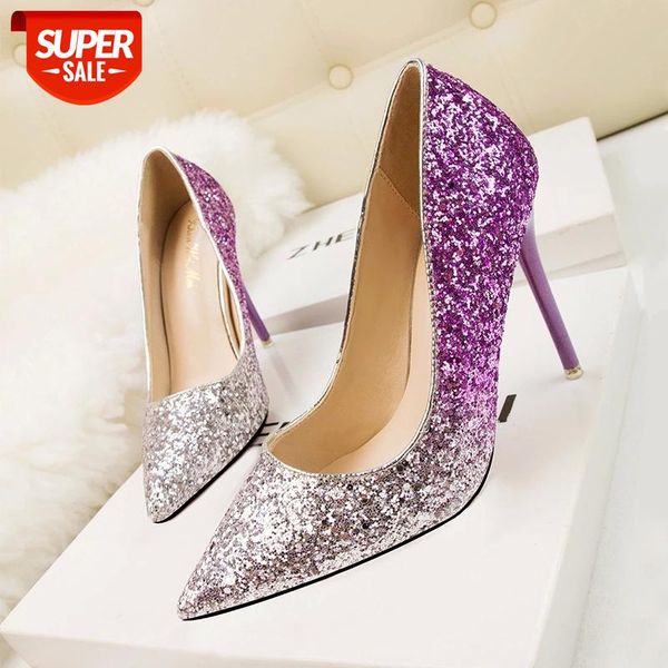 

women pumps spring high heels women shoes thin heels 11cm female shoes wedding sequined ladies zapatos mujer #fu1c, Black