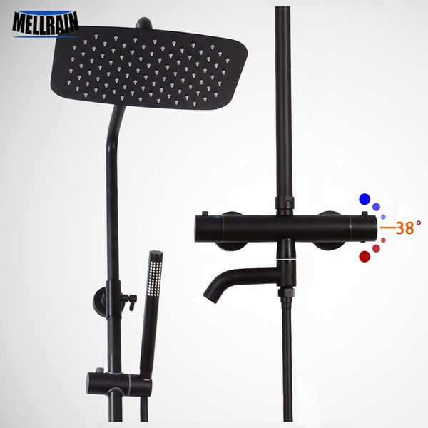 

matte black thermostat shower faucet design rain shower head brass bathtub 3 ways water mixer hydrovalve bath shower set bbyneq lipper