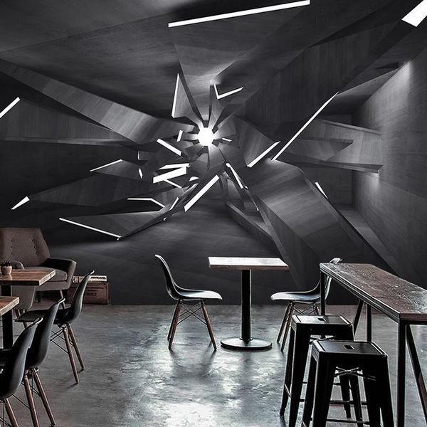 

3d abstract art space self-adhesive mural wallpaper restaurant ktv bar creative p wall sticker waterproof canvas wallpapers
