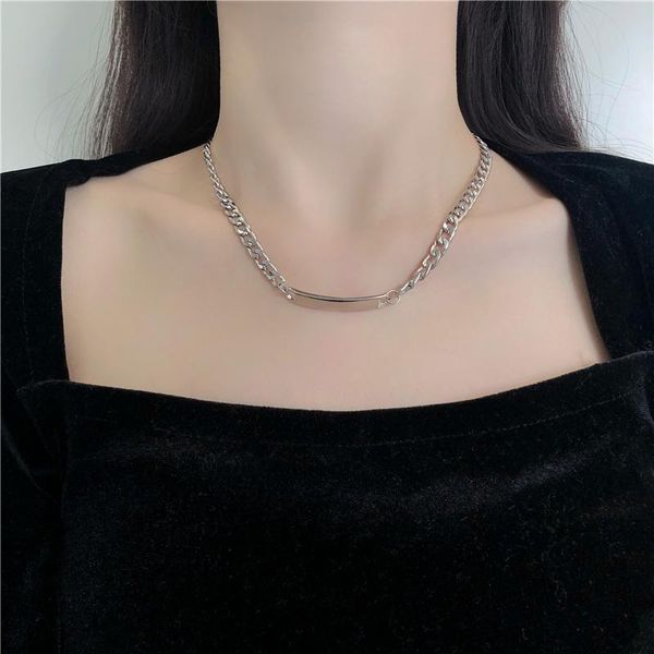 

metal chain necklace european and american style hip-hop punk chain necklace brief paragraph clavicle women jewelry party gift, Silver