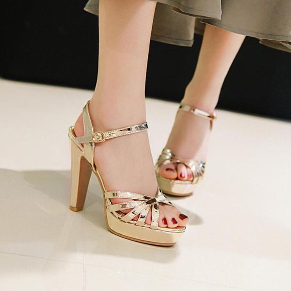 

platform woman sandals luxury party wedding shoes high heels sandals stilettos fetish women's summer shoes gold silver pink, Black