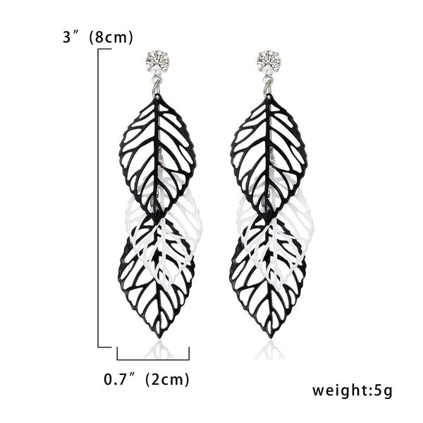 

зарплату черный белый цвет многослойные полые листьев серьги треугольник бабочки водослива цветок мотаться падение серьги qyldtx, Golden