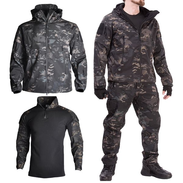 

hiking army jackets men military camping tactical jacket winter shark skin softshell waterproof jacket windbreaker hunt clothes lj201125, Gray