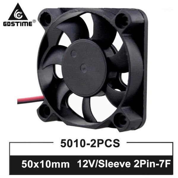

gdstime 2 pieces 12v 5010 50mm fan 50x50x10mm 5010 cooling fan 5cm pc lapcomputer cooler dc brushless heatsink fans1