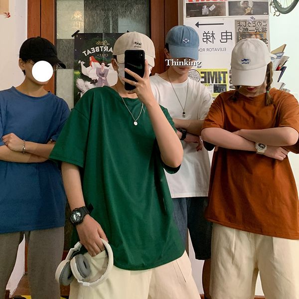 

short men's t-shirt trend personality hip hop student half trendy body sleeve, White;black