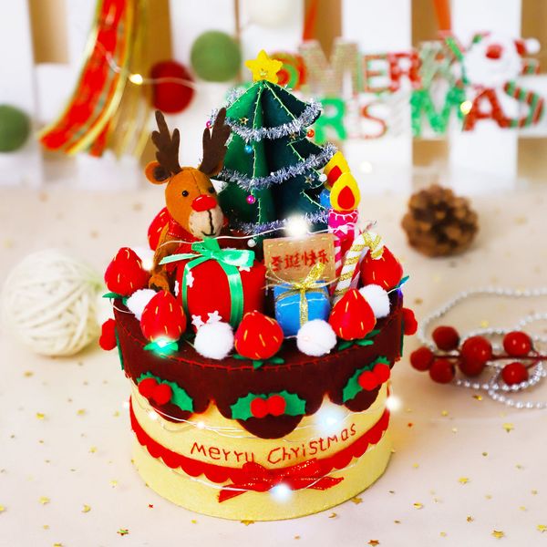 

kids diy felt christmas cake set ornaments xmas gifts children friendly christmas gifts collection box storage case home decorations