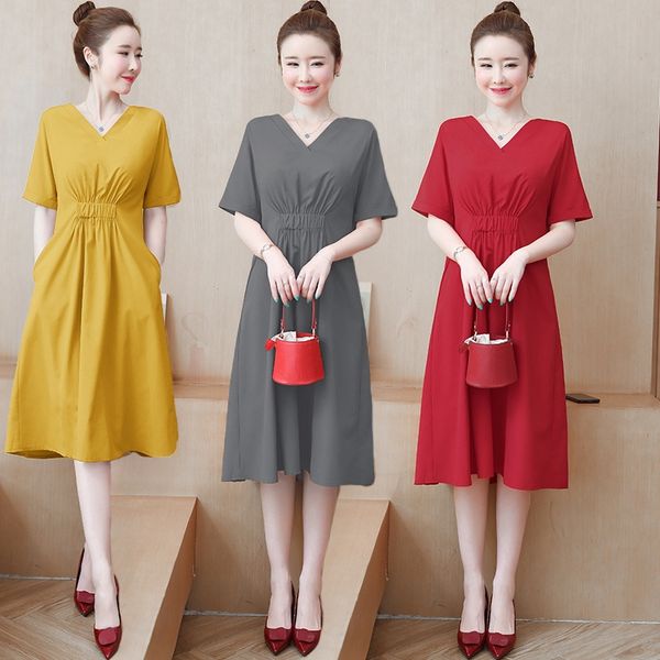 

oversized women's fat sister 2020 large and slim skirt fat girl shows thin skirt summer new loose cover belly show thin dress ahdfe, Black;gray