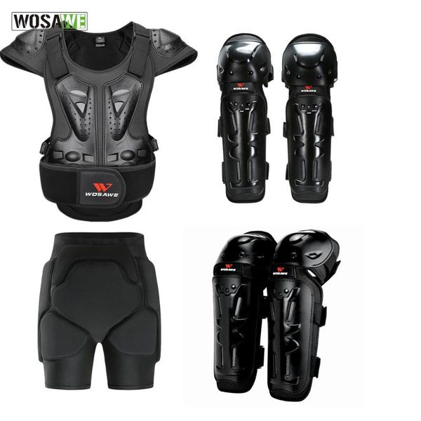 

6pcs full body protective armor snowboarding skate jacket + hip buelbow knee protector motocross motorcycle jacket